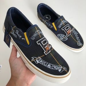 NEW Polo Ralph Lauren tartan plaid slip on sneaker